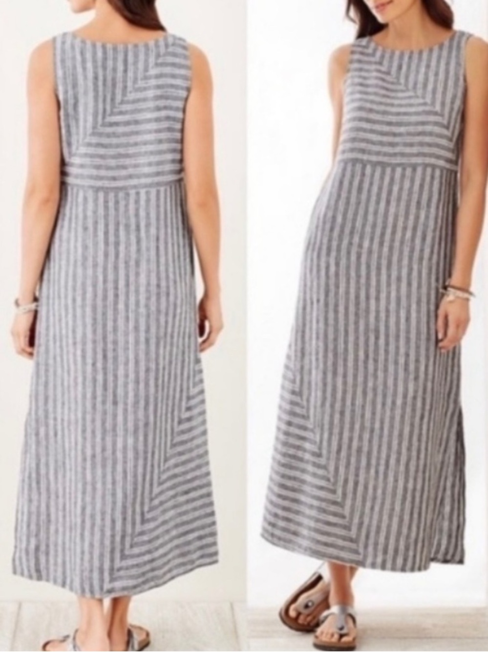 J Jill Love Linen Striped Maxi Dress